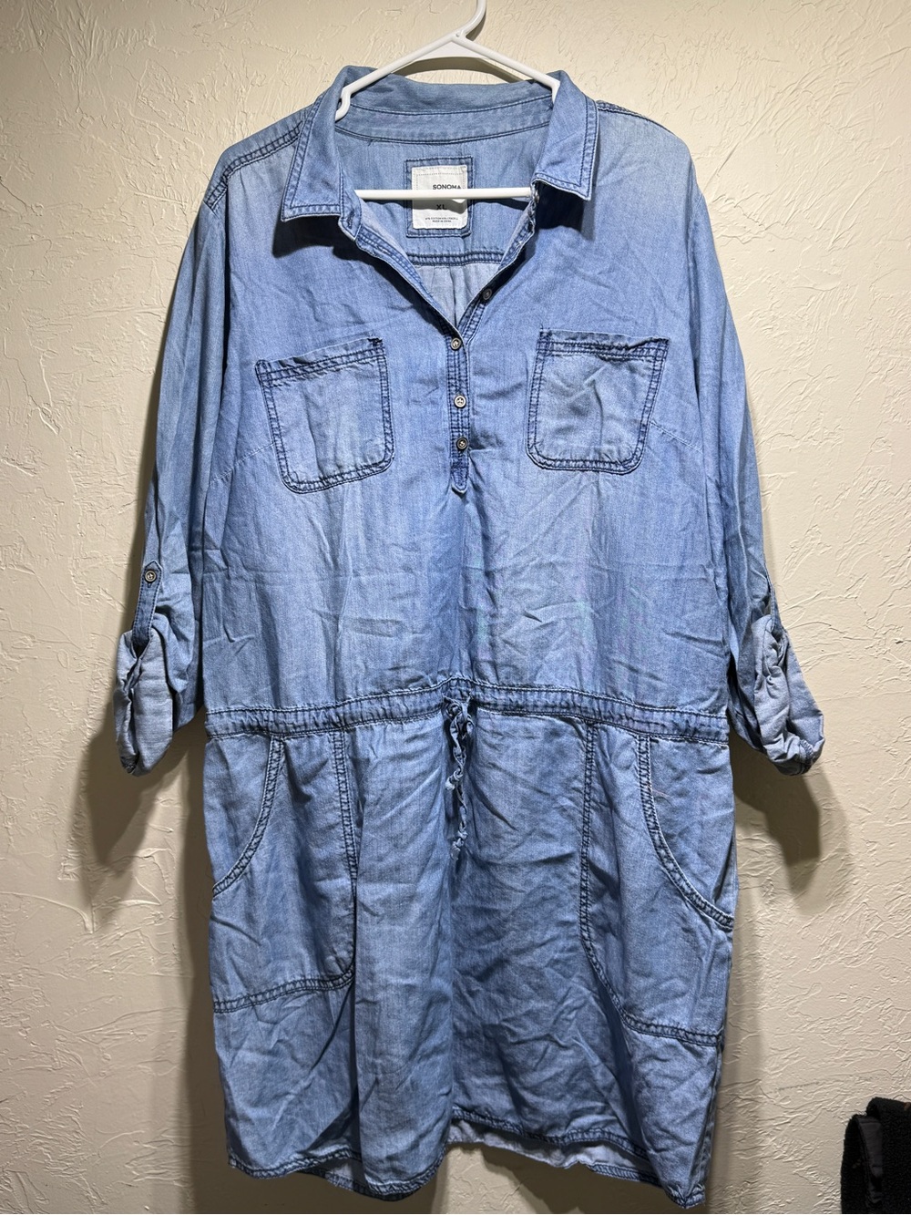 Sonoma Chambray Tie Drop Waist Dress Size XL